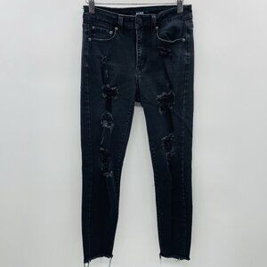 Aeropostale Womens Size 6 Distressed Skinny Leg Jeans with Raw Hem in Black